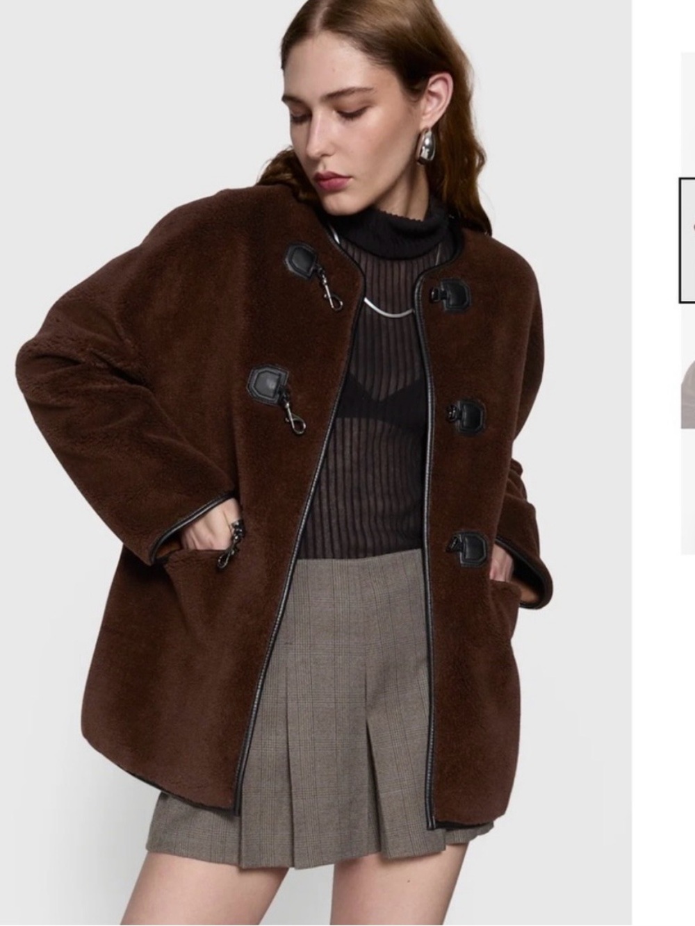 Rebecca Minkoff Chocolate Brown Teddy Toggle Jacket